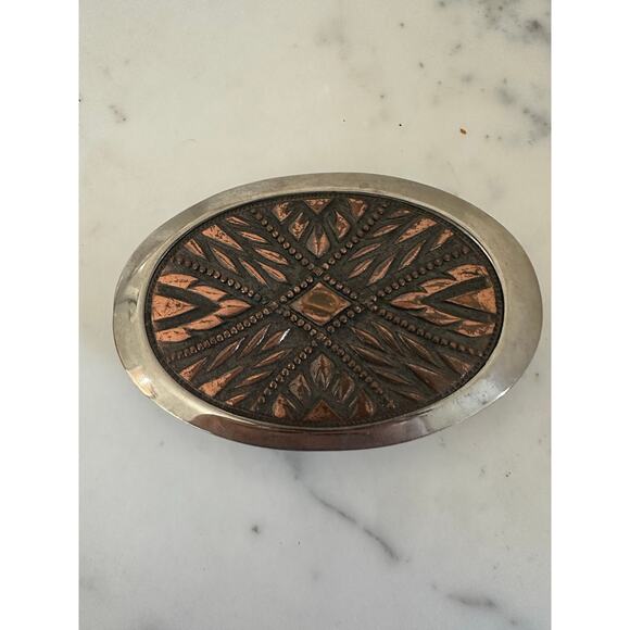 Copper and silver belt buckle - Picture 1 of 3